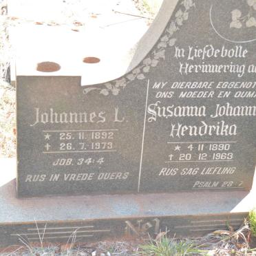 NEL Johannes L. 1892-1973 &amp; Susanna Johanna Hendrika 1890-1963
