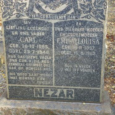 NEZAR Carl 1895-1946 &amp; Emily Louisa 1897-1962 