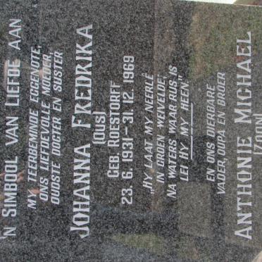 NEVELING Anthonie Michael 1924-1983 &amp; Johanna Fredrika ROESTORFF 1931-1969
