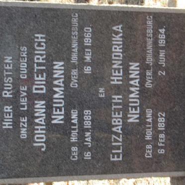 NEUMANN Johann Dietrich 1889-1960 &amp; Elizabeth Hendrika 1882-1964