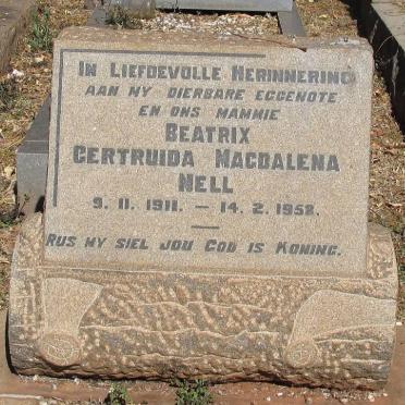 NELL Beatrix Gertruida Magdalena 1911-1958 