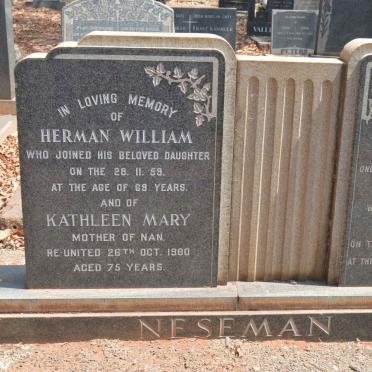 NESEMAN Herman William -1959 &amp; Kathleen Mary -1980 :: NESEMAN Nan -1957
