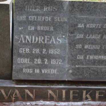 NIEKERK Andreas, van 1952-1972