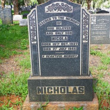 NICHOLAS Nicola 1927-1945