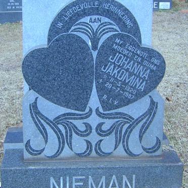 NIEMAN Johanna Jakomina 1920-1987
