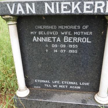 NIEKERK Annieta Berrol, van 1955-1995