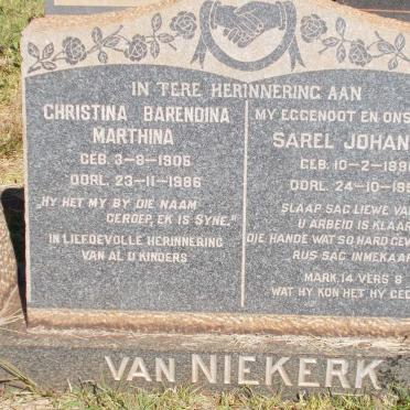 NIEKERK Sarel Johannes, van 1896-1956 &amp; Christina Barendina Marthina 1905-1986