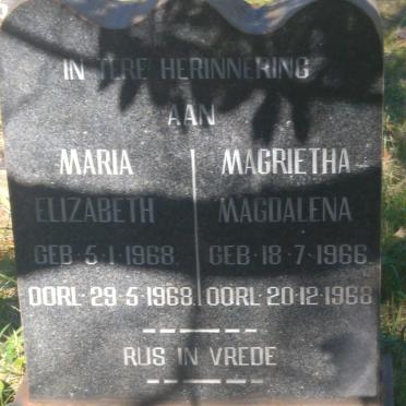 NIEKERK Maria Elizabeth, van 1968-1968 :: VAN NIEKERK Magrietha Magdalena 1966-1968
