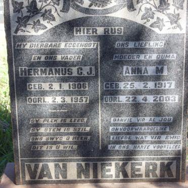 NIEKERK Hermanus C.J., van 1906-1957 &amp; Anna M. 1917-2003