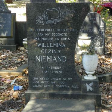 NIEMAND Willemina Gezina 1907-1978
