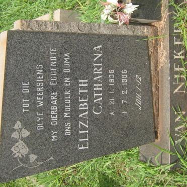 NIEKERK Elizabeth Catharina, van 1935-1986