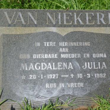 NIEKERK Magdalena Julia, van 1927-1992
