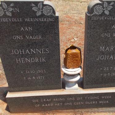 NIEKERK Johannes Hendrik, van 1903-1971 &amp; Martha Johanna 1908-1970
