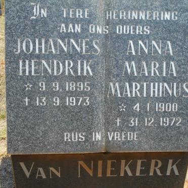 NIEKERK Johannes Hendrik, van 1895-1973 &amp; Anna Maria Marthinus 1900-1972