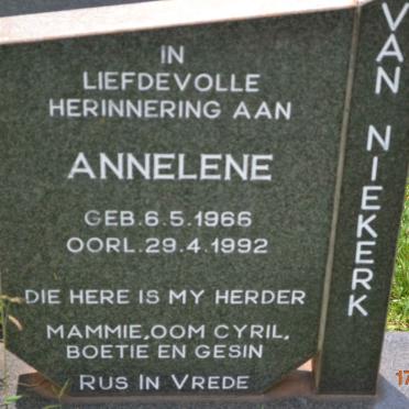 NIEKERK Annelene, van 1966-1992