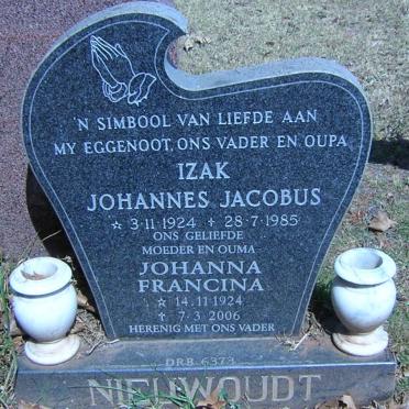 NIEUWOUDT Izak Johannes Jacobus 1924-1985 &amp; Johanna Francina 1924-2006