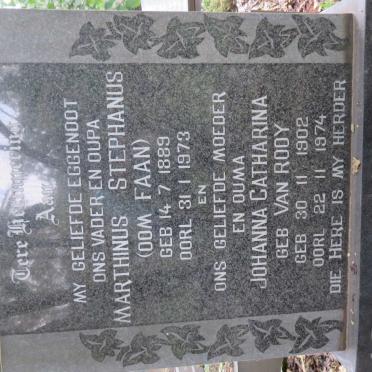 NIEKERK Marthinus Stephanus, van 1889-1973 &amp; Johanna Catharina VAN ROOY 1902-1974