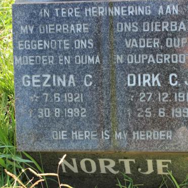NORTJE Dirk C.J. 1912-1999 &amp; Gezina C. 1921-1982