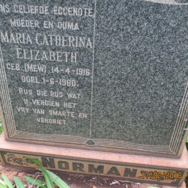 NORMAN Maria Catharina Elizabeth nee MEW 1916-1960