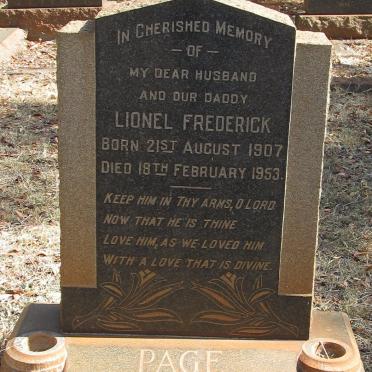 PAGE Lionel Frederick 1907-1953