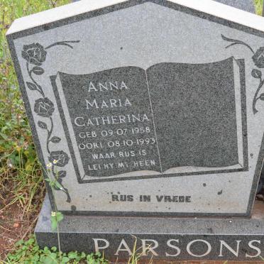 PARSONS Anna Maria Catherina 1958-1993