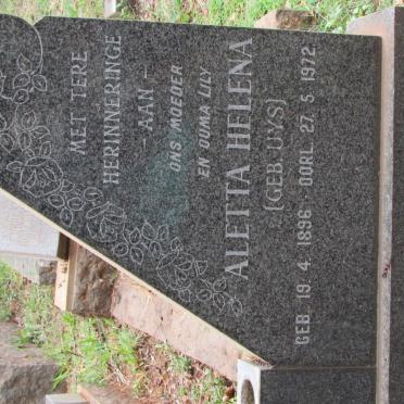 PAUW Aletta Helena nee UYS 1896-1972