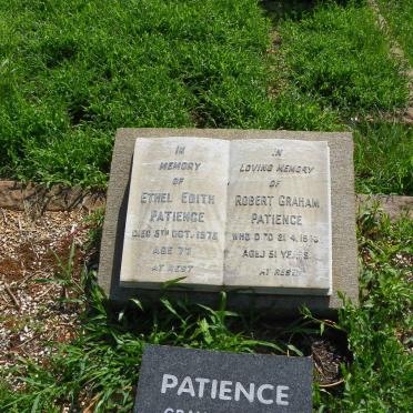 PATIENCE Robert Graham -1943 &amp; Ethel Edith -1975