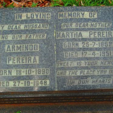 PEREIRA Armindo 1890-1948 &amp; Martha 1892-1951