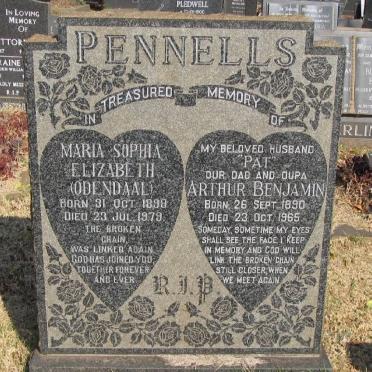 PENNELLS Arthur Benjamin 1890-1965 &amp; Maria Sophia Elizabeth ODENDAAL 1899-1979 