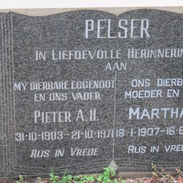 PELSER Pieter A.H. 1903-1971 &amp; Martha C. 1907-1993