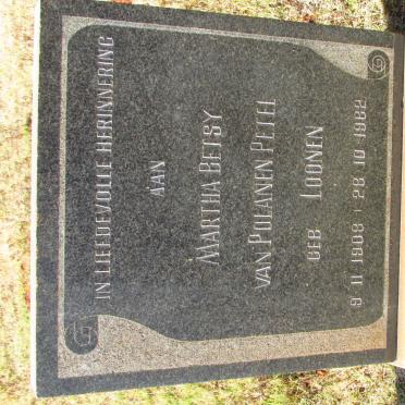 PETEL Martha Betsy, VAN POLANEN nee LOONEN 1908-1962