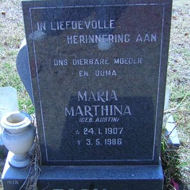 PICK Maria Marthina nee AUSTIN 1907-1986
