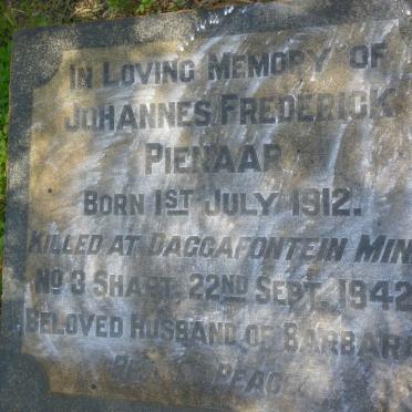 PIENAAR Johannes Frederick 1912-1942