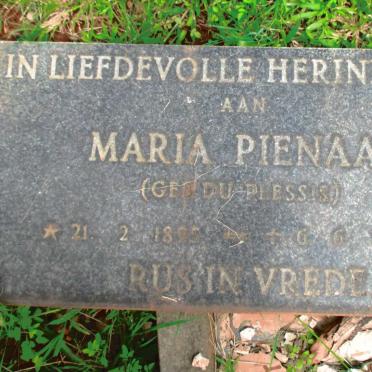 PIENAAR Maria nee DU PLESSIS 1895-1982