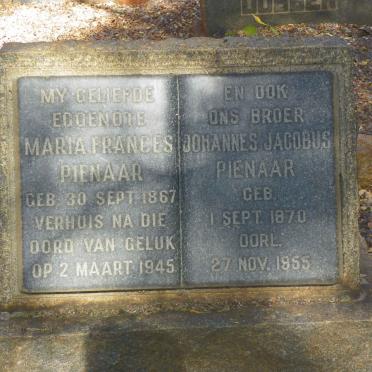PIENAAR Johannes Jacobus 1870-1955 &amp; Maria Frances 1867-1945