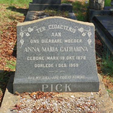 PICK Anna Maria Catharina nee MARX 1878-1959