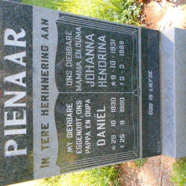 PIENAAR Daniël 1930-1980 &amp; Johanna Hendrina 1931-1989
