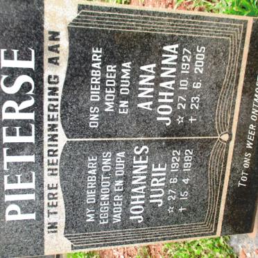 PIETERSE Johannes Jurie 1922-1982 &amp; Anna Johanna 1927-2005