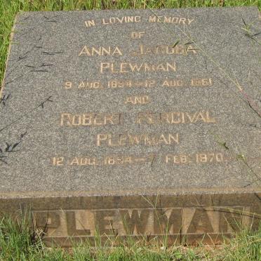 PLEWMAN Robert Percival 1894-1970 &amp; Anna Jacoba 1894-1951
