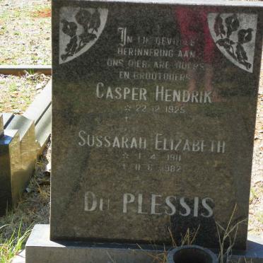 PLESSIS Casper Hendrik, du 1925-  &amp; Sussarah Elizabeth 1911-1982