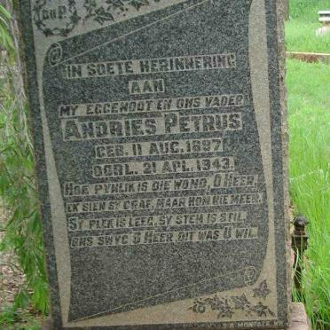 PLESSIS Andries Petrus, du 1897-1943