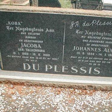 PLESSIS Johannes Alwyn, du 1899-1963 &amp; Jacoba VALKENBURG 1900-1980