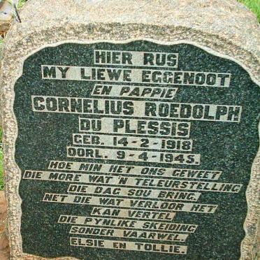 PLESSIS Cornelius Roedolph, du 1918-1945