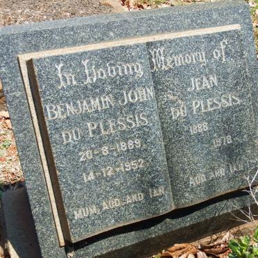 PLESSIS Benjamin John, du 1889-1952 &amp; Jean 1888-1978
