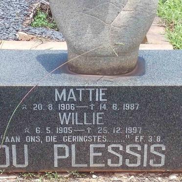 PLESSIS Willie, du 1905-1997 &amp; Mattie 1906-1987