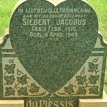 PLESSIS Siebert Jacobus, du 1910-1949
