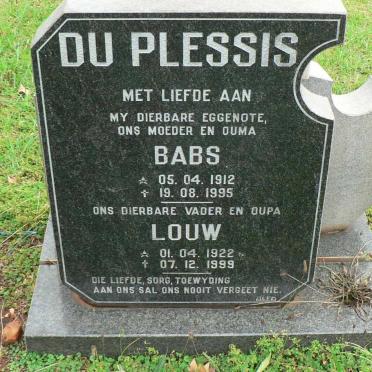 PLESSIS Louw, du 1922-1999 &amp; Babs 1912-1995