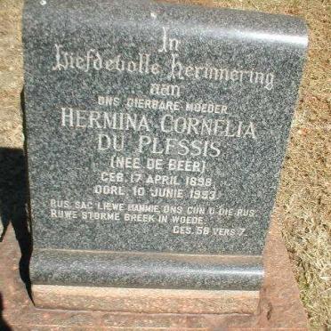 PLESSIS Hermina Cornelia, du nee de BEER 1898-1953