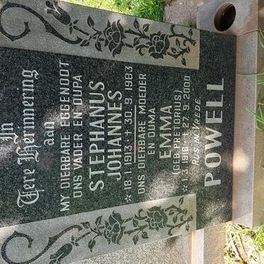 POWELL Stephanus Johannes 1913-1983 &amp; Emma PRETORIUS 1916-2000