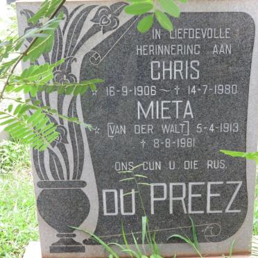 PREEZ Chris, du 1906-1980 &amp; Mieta VAN DER WALT 1913-1981